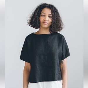 Linenfox Mona Black Linen Top